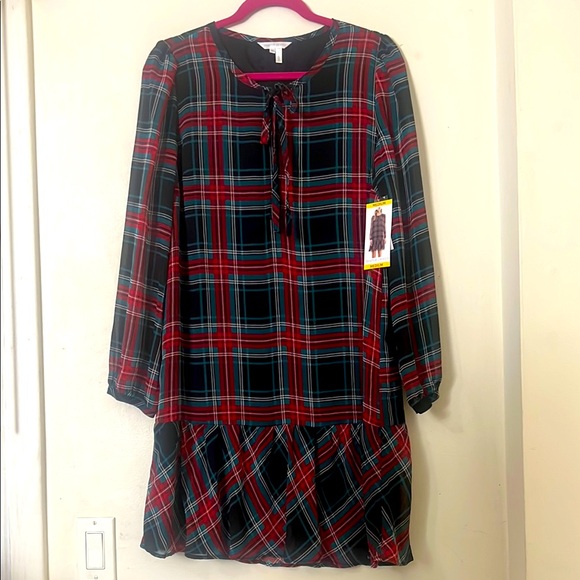 Draper James Dresses & Skirts - Draper James Red and Blue Ruffled Bishop Sleeve Dress